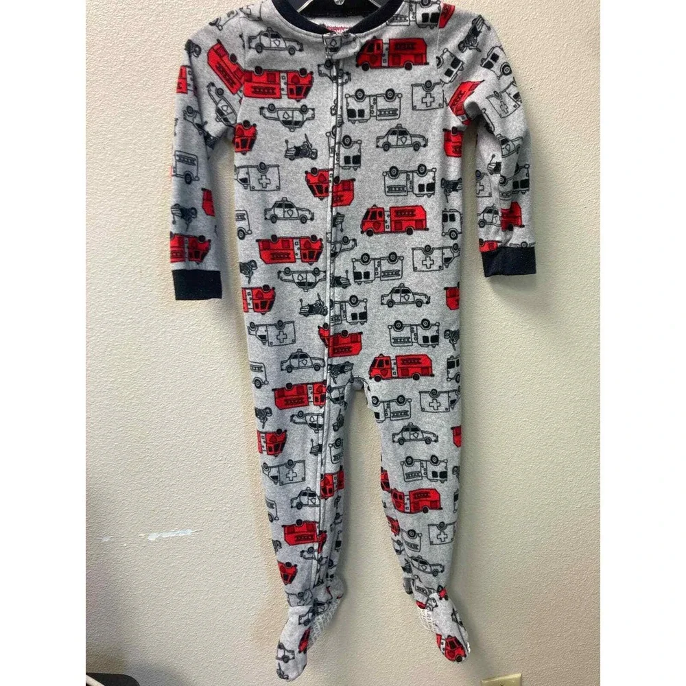 Carters 4t/4a Gray Firetruck Police Ambulance Footed Pajamas Sleepwear Kids‎